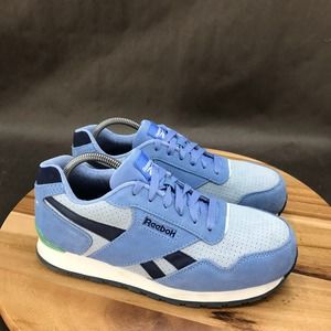 Reebok Harman Work Comp Toe Shoes Womens Size 9.5 M Blue Leather Lace Up Low Top